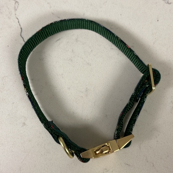 Holly Jolly Green Plaid Flannel Dog Collar Gold-tone Hardware Small-Medium - Picture 12 of 16